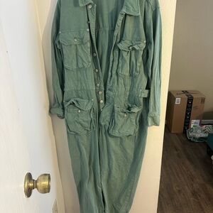 Free People  Green Utility Jumpsuit